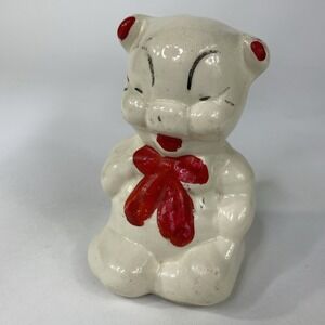 Vintage American Bisque Hand Painted Anthropomorphic Pig Piggy Bank 6"
